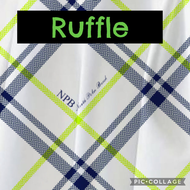 North Palm Beach “Pretty in Plaid” Ruffle Skirt (Navy/Neon Yellow)