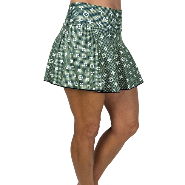 Chic & Fabulous Flounce Skirt (Green & Navy)