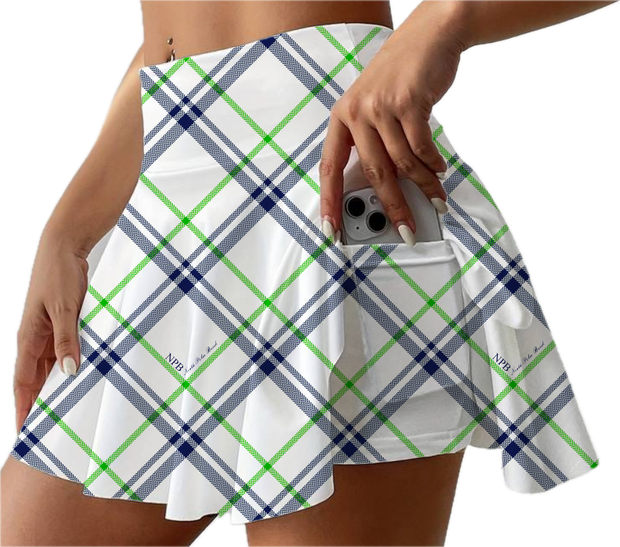 Division 3 North Palm Beach Flounce Skirt - Navy & Green Plaid Print (NPB Team 2025-26)